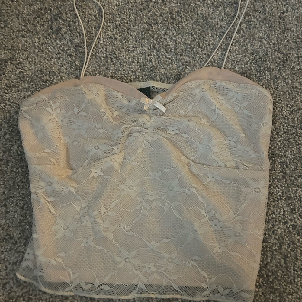 Wild Fable Lace Camisole in Cream and White